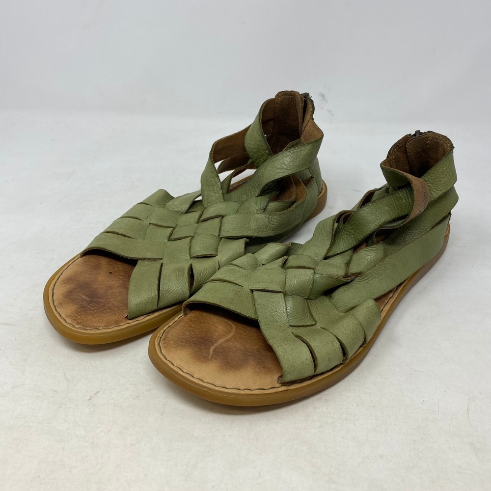 Born Womens Sage Green Leather Woven Huarache Gladiator Sandals BR0032929 Size 8